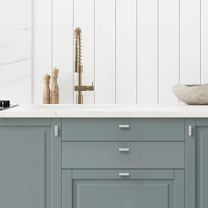 Ravinte 1 Pack Brushed Nickel Kitchen Cabinet Handles Single Hole Cabinet Pulls Square Kitchen Hardware for Cabinet Drawer Pulls Drawer Handles Come with Screwdriver