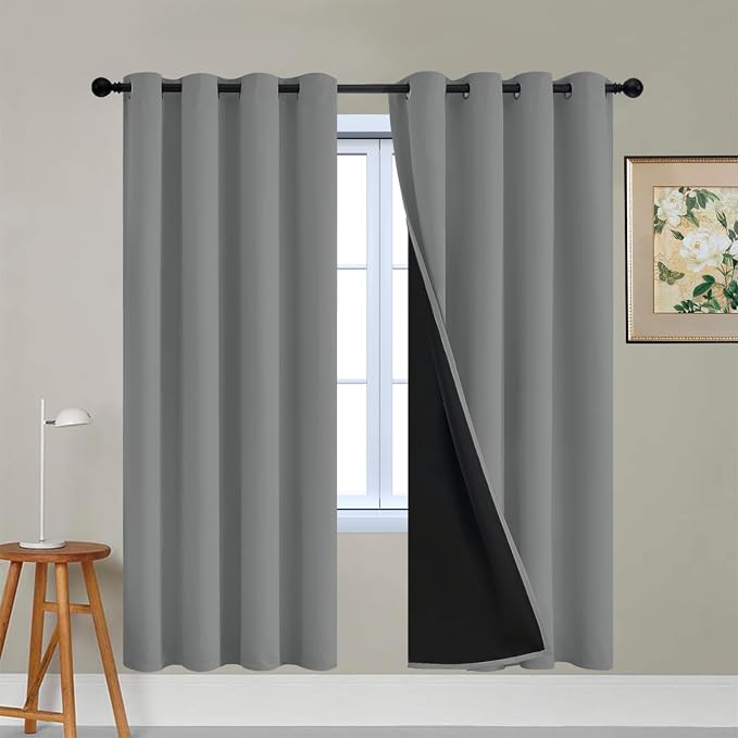 Yakamok Dove Grey 100% Blackout Curtains 72 Inches Long 52" Wide 2 Panel | by Yakamok
