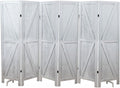Premium Home 6-Panel Room Divider – Rustic White Barn Door, K Pattern Folding Privacy Screen, Partition Wall