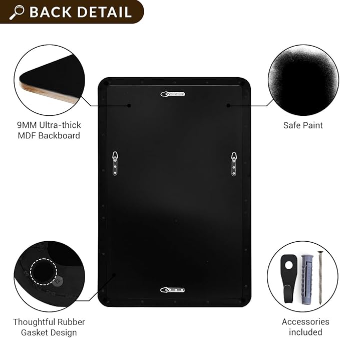 ANDY STAR 48x36 Inch Bronze Bathroom Mirror, Rounded Rectangle Oil Rubbed Bronze Mirrors for Bathroom,Tube Metal Framed, 1’’ Deep Wall Mounted Vertically/Horizontal