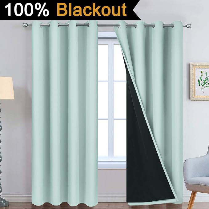 Yakamok Aqua 100% Blackout Curtains 84 Inches Long - Image 2
