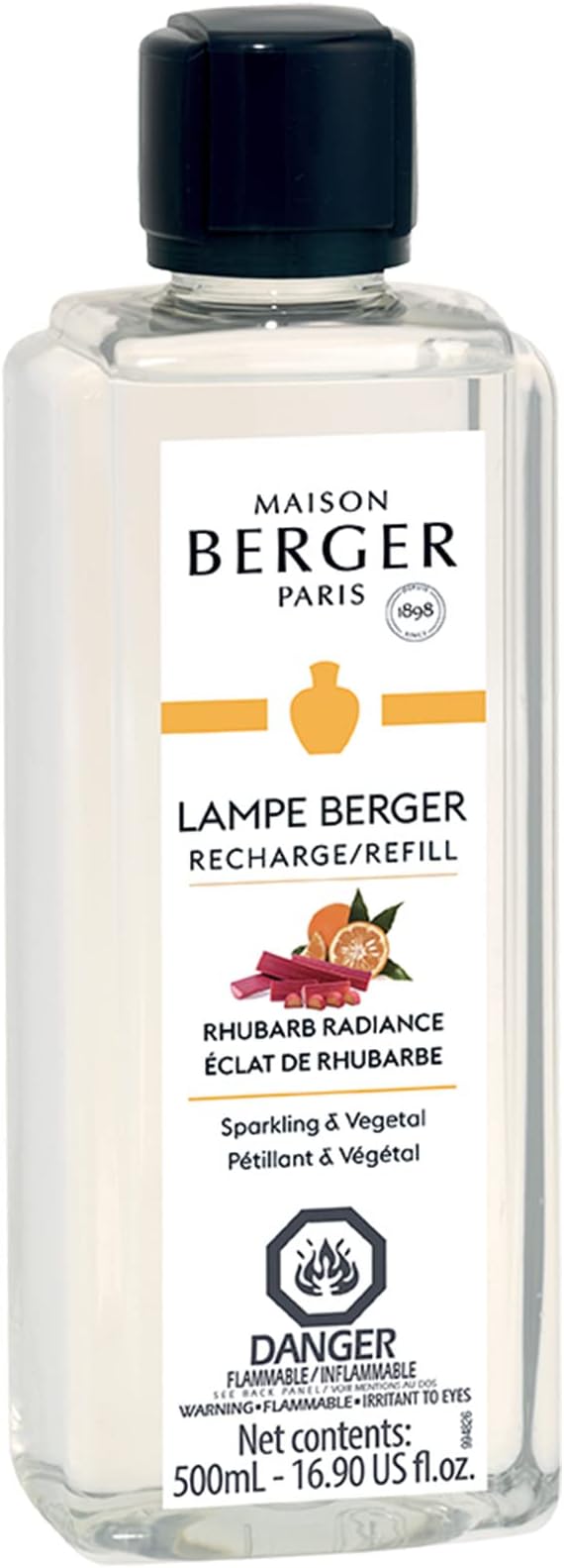 Maison Berger - Rhubarb Radiance - Lampe Berger Fragrance Refill Oil for Home Diffusers - Luxury Air Freshener with Rhubarb, Bergamot & Rose Notes - 16.9 Fl Oz (500ml)