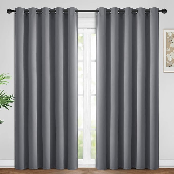 Yakamok Grey Room Darkening Curtains 62x84 inch Gray Grommet-Living Room | 2 by Yakamok