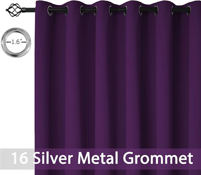 Yakamok Purple Room Darkening Curtains 84 inch Sliding Door Drapes | 1 - Image 4