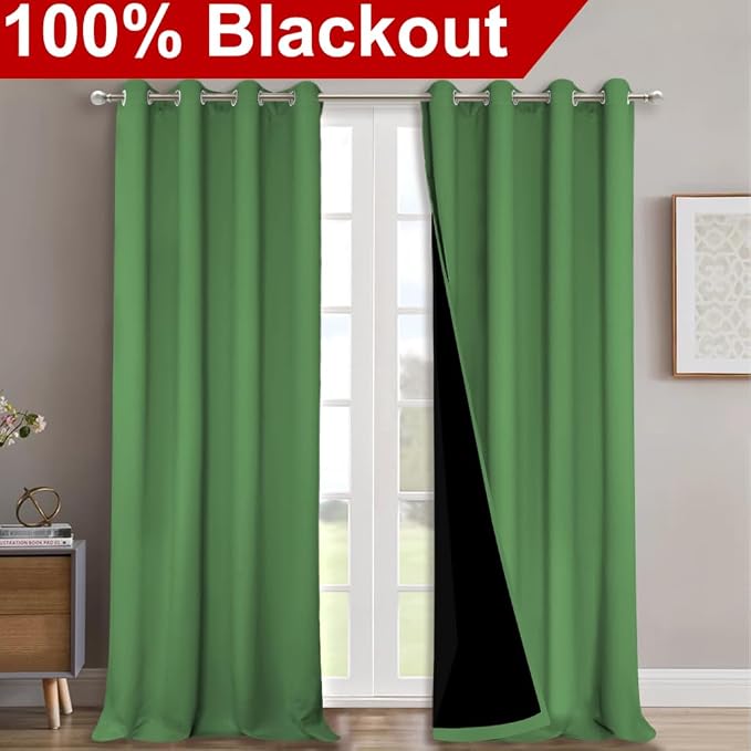 NICETOWN Full Shading Curtains for Windows, Forest Green, 52 inches W x 95 - Image 2