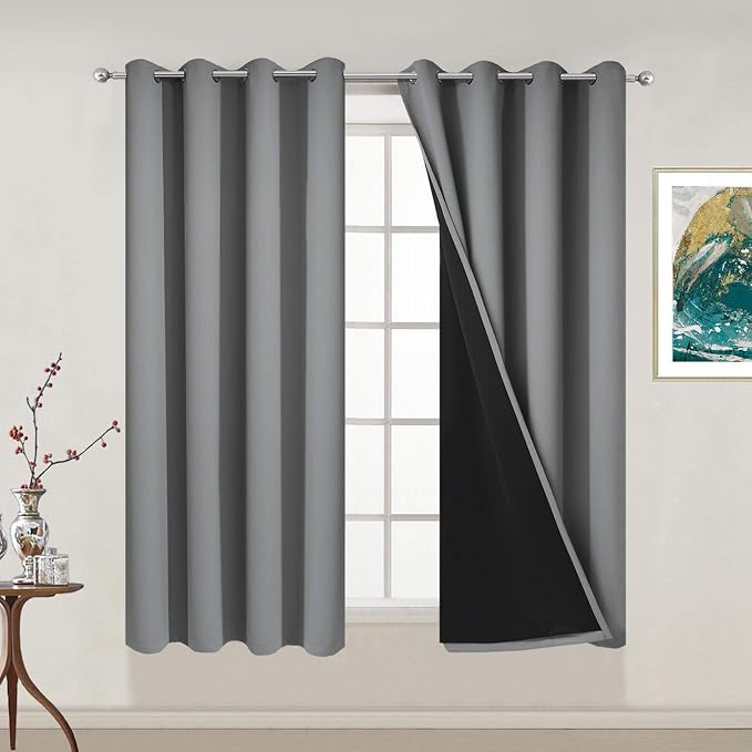 Yakamok Grey Blackout Curtains 54 Inches Long by Yakamok