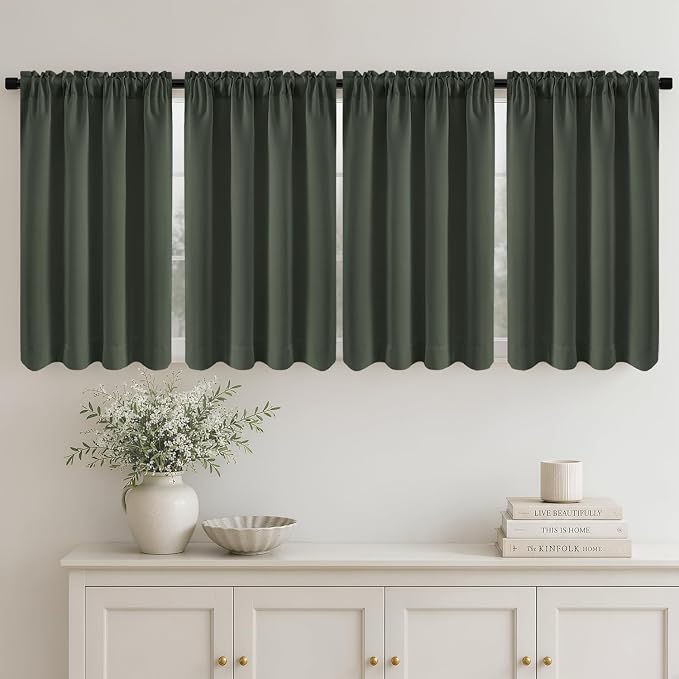 MIULEE Set of 4 Short Bedroom Blackout Curtains 54 Inch Long Dark Mallard | by MIULEE