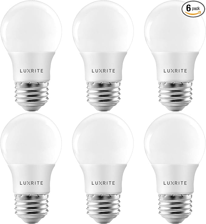 LUXRITE A15 LED Bulb 40W Equivalent, 7W, 5000K (Bright White), 600 Lumens, Enclosed Fixture Rated, Dimmable Ceiling Fan Light Bulbs, E26 Medium Base, UL Listed - Indoor and Outdoor (6 Pack)