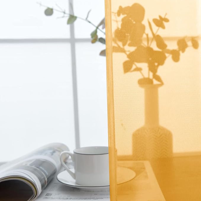 SpaceDresser Basic Rod Pocket Sheer Voile Window Curtain Panels Sand 1 Pair 2 - Image 4