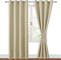 Blackout Curtains for Bedroom, Light Beige, 52 x 84 Inch, 2 Panels | Thermal by Hiasan