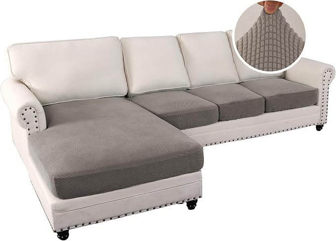 H.VERSAILTEX Sectional Couch Covers 4 Pieces Sofa Seat Cushion Covers L Shape - Image 2