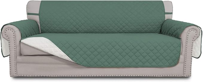 Easy-Going Reversible Couch Cover, 4 Seater Sofa, XX-Large Sofa, Cyan/Ivory | by Easy-Going