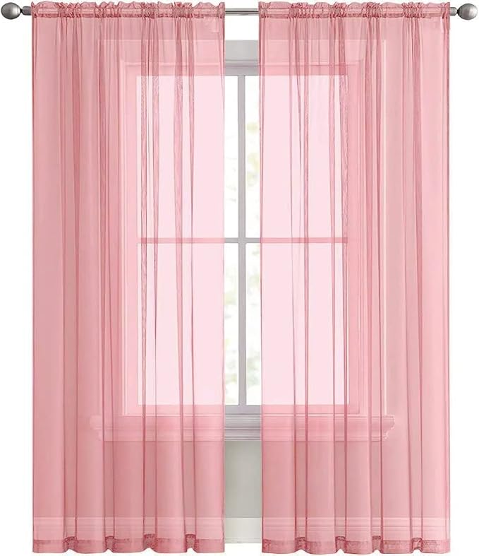 SpaceDresser Sheer Voile Window Treatment Rod Pocket Curtain Panels - Image 4