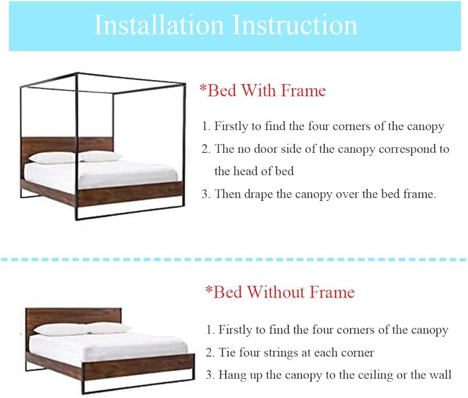 Canopy Bed Curtains - 4 Corner Canopy for Bed, Bed Canopy for Adults, Bedroom Decor (Queen Size, Purple)