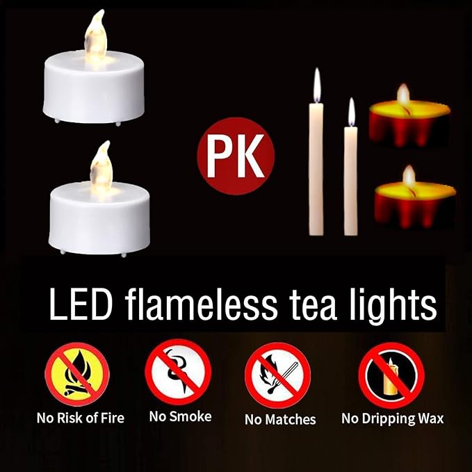 Battery Operated Tea Light Candles:150 Pack Flameless LED Realistic Flickering Candles 200+ Hours Electric Fake Candle in Warm White Ideal for Party, Wedding, Birthday, Gifts and Home Decoration