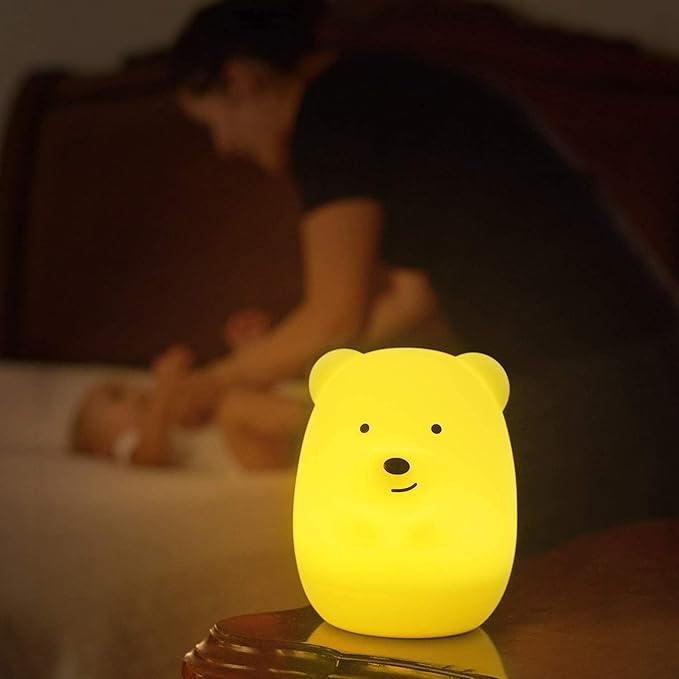 Night Light for Kids, Bedside Lamp for Children/Adults, Multicolor Light with Remote Control, Break Resistant, Eye Caring, Big Size, Adjustable Brightness & Color, Timing function - Large Bear