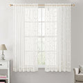 MIULEE Ivory Sheer Curtains 2 Panels Embroidered Leaf Patterned, W52 x L45 | by MIULEE