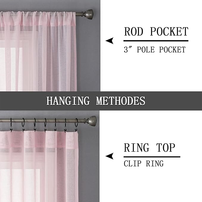 Tollpiz Short Sheer Tier Curtains Linen Textured Half Kitchen Curtain Sheers - Image 5