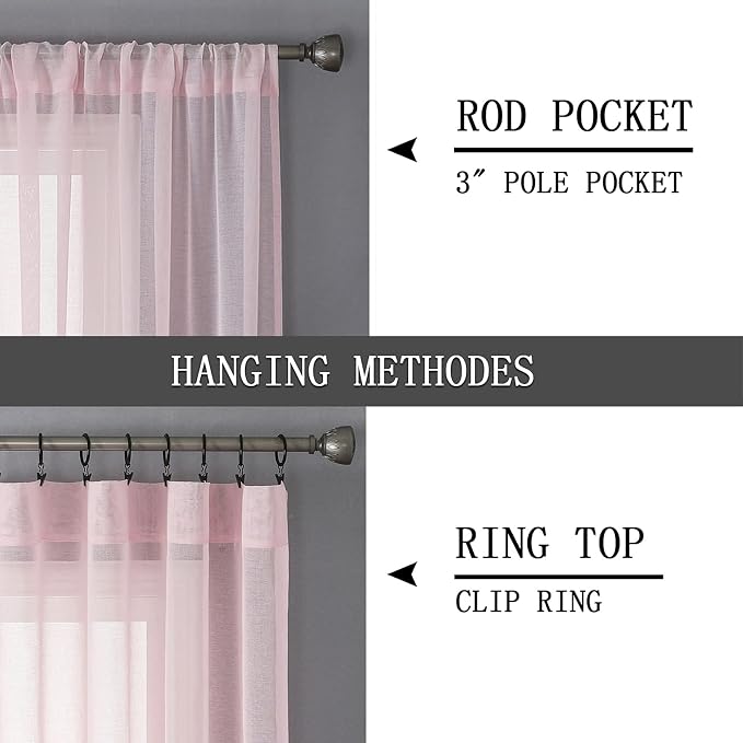 Tollpiz Short Sheer Curtain Linen Textured Bedroom Curtains Sheer Light - Image 5