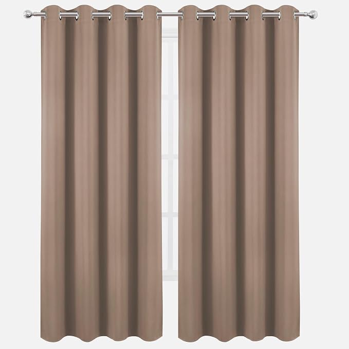 Blackout Curtains 52 x 90 Inch Long Cappuccino Curtains Set of 2 Panels Room - Image 2