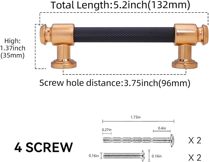 10 Pack 3-3/4 inch (96mm) Matte Black and Champagne Bronze Cabinet Handles - Black Drawer Pulls