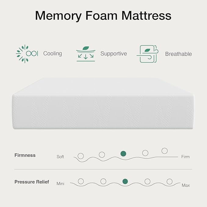 Novilla Twin Mattress for Kids, 5 Inch Twin Bed Mattresses in a Box, Gel Memory Foam Mattresses for Cooling Night Sleep, Pressure Relief, CertiPUR-US Certified