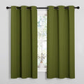 NICETOWN Olive Green Blackout Curtains 48 inches Length for Laundry Room, 2 Panels, 42" Wide, Thermal Insulated Decoration Drapes for Short Window