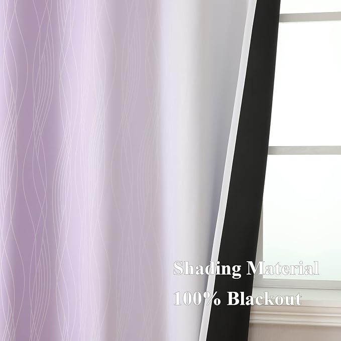 Lilac and Greyish White Ombre Blackout Curtains - Image 5
