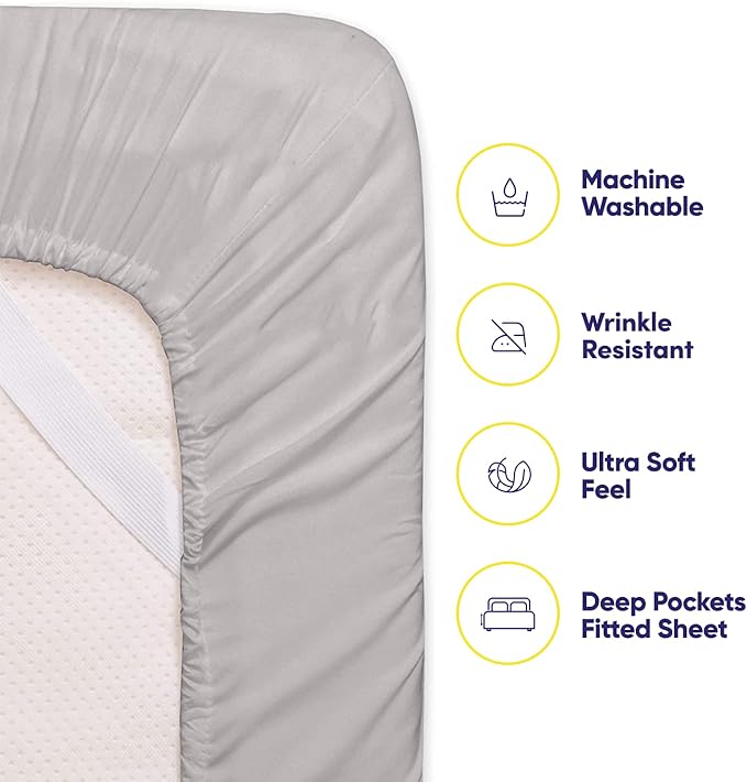 King Size Bed Sheets - 6 Piece 1500 Supreme Collection Fine Brushed Microfiber Deep Pocket King Sheet Set Bedding - 2 Extra Pillow Cases, Great Value, King, Silver