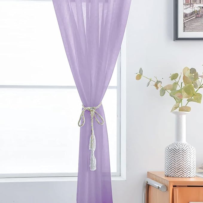 SpaceDresser Sheer Voile Window Treatment Rod Pocket Curtain Panels - Image 5