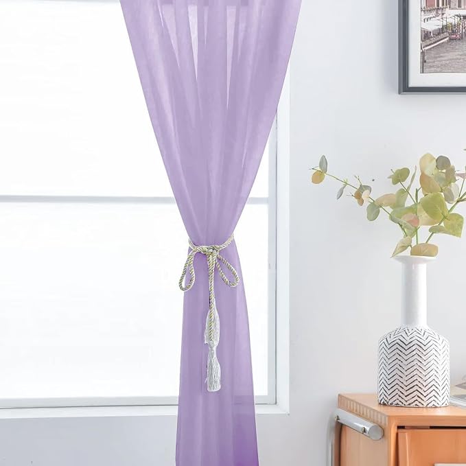 SpaceDresser Sheer Voile Window Treatment Rod Pocket Curtain Panels - Image 5