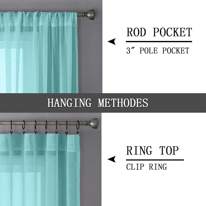Tollpiz Sheer Curtain Linen Textured Bedroom Curtains Sheer Light Filtering Rod - Image 5