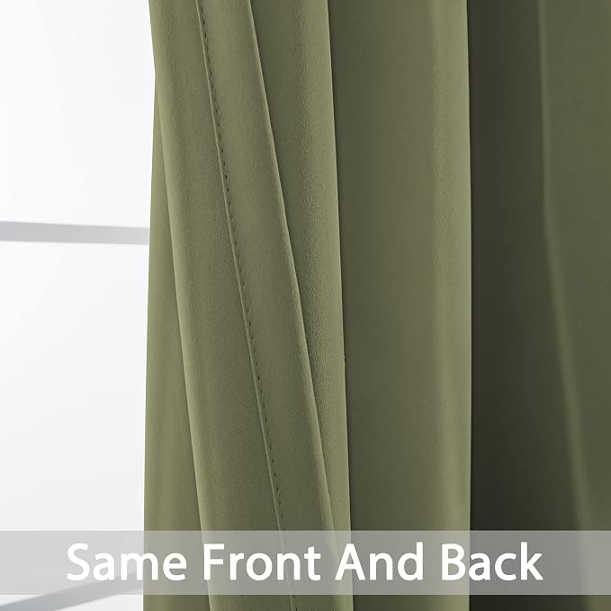 Yakamok Room Darkening Curtains 62x63 inch Length Sage Green-Living Room | 2 - Image 4