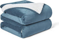 Walensee Sherpa Fleece Blanket (Twin Size 60”x80” Slate Blue) Plush Throw Fuzzy Super Soft Reversible Microfiber Flannel Blankets for Couch, Bed, Sofa Ultra Luxurious Warm and Cozy for All Seasons