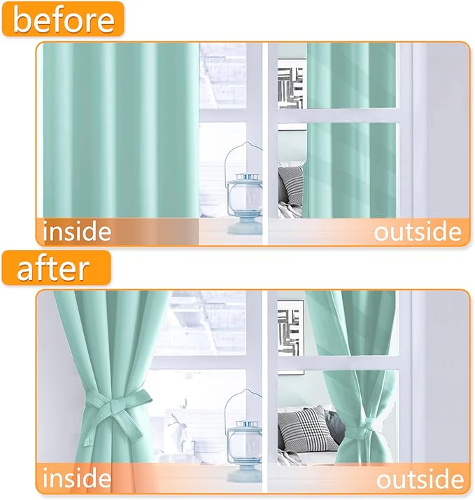 Blackout Curtains for Bedroom, 52 x 96 Inches Long, 2 Panels, Aqua | Thermal - Image 5