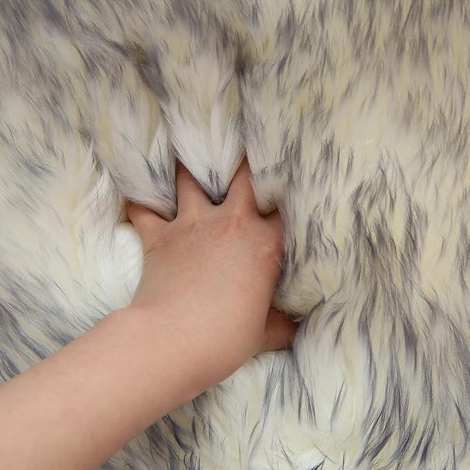 HUAHOO Premium Genuine Sheepskin Rug White Grey Real Australia Sheepskin - Image 7
