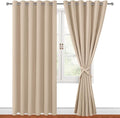 Grommet Blackout Curtains for Bedroom 70 x 84 Inches Beige 2 Panels | Thermal by Hiasan