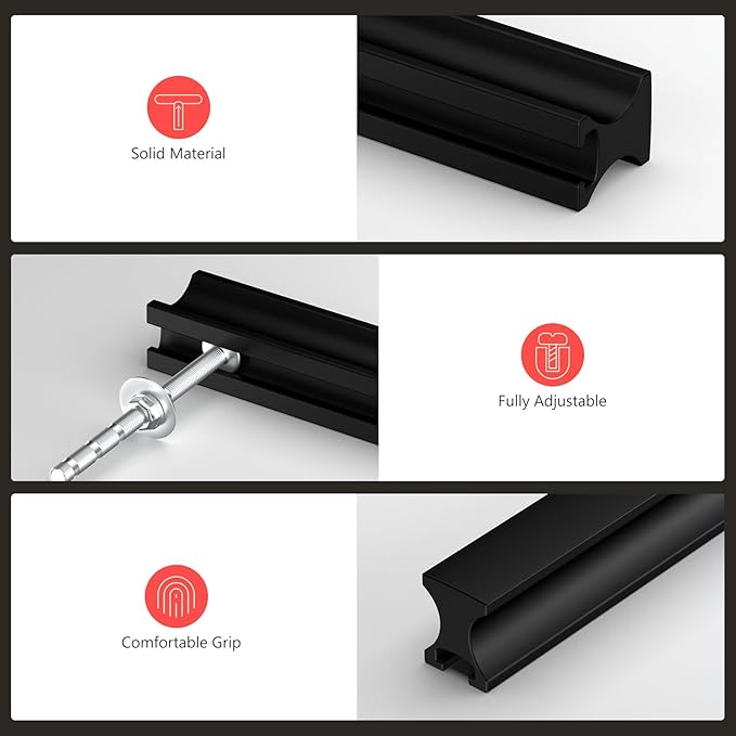 homdiy 5 Pack Adjustable Black Cabinet Pulls 1" to 4" (25-102mm) Adjustable Hole Distance Drawer Pulls