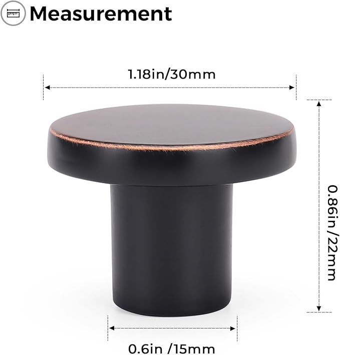 Ravinte 1 Pack Cabinet Knobs Oil Rubbed Bronze Kitchen Cabinet Knobs Round Dresser Drawer Pulls Closet Door Pulls 1-1/5 Inch