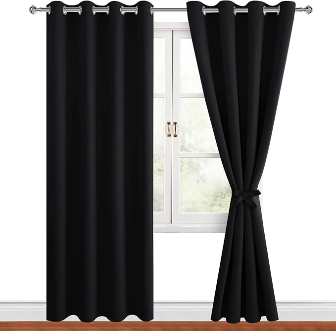 Blackout Curtains for Bedroom, 52 x 84 Inches Long, 2 Panels, Window Curtains by Hiasan