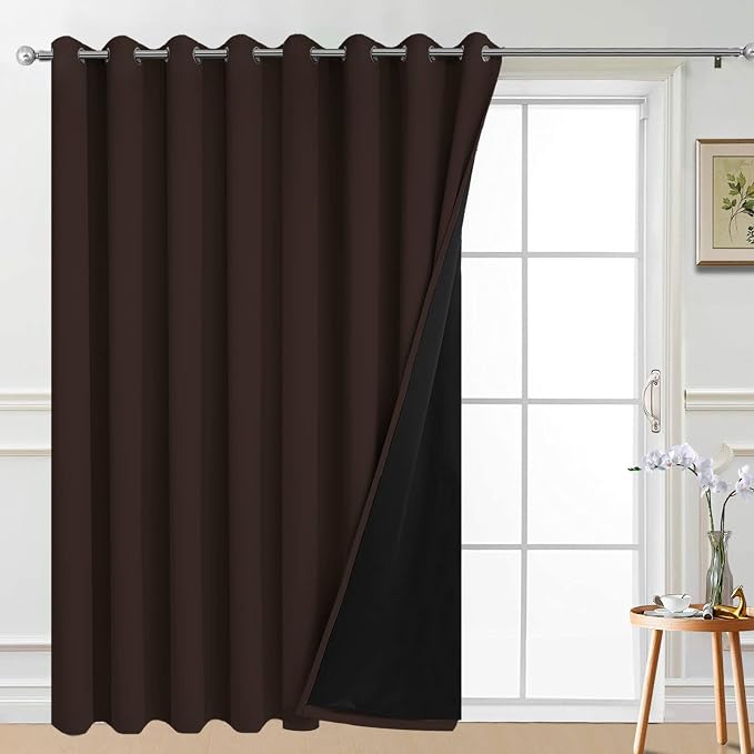 Yakamok Brown 100% Blackout Patio Door Curtain Panels W100 x L96, 1 Panel | by Yakamok