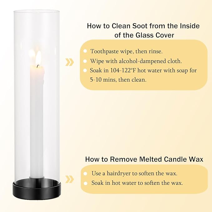 Romadedi Candlestick Candle Holders Hurricane Glass - 12 Inch Clear Black Taper Candle Holders for Table Centerpiece Wedding Party Birthday Christmas Decor Home Decorations, Set of 2