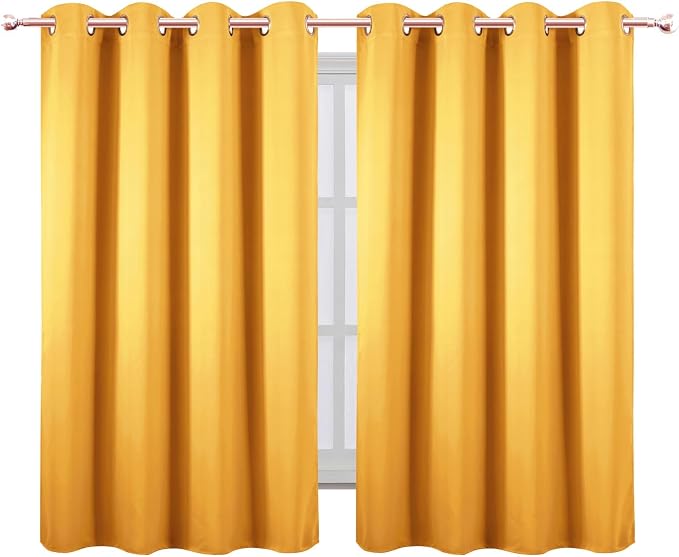 Blackout Curtains 66 x 54 Inch Long Yellow Curtains Set of 2 Panels Room - Image 2