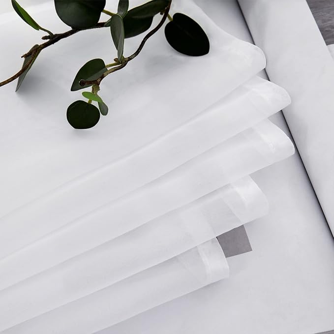MIULEE 2 Panels Kitchen Tiers Half Window Sheer Curtains 29 X 40 Inch White | - Image 5