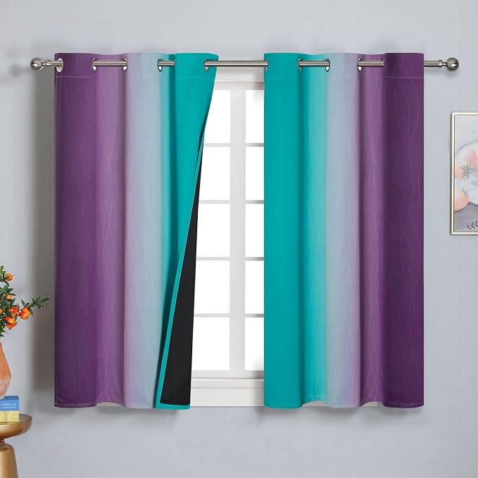 Ombre Teal and Purple Blackout Curtains by ESTELARTEXTILER