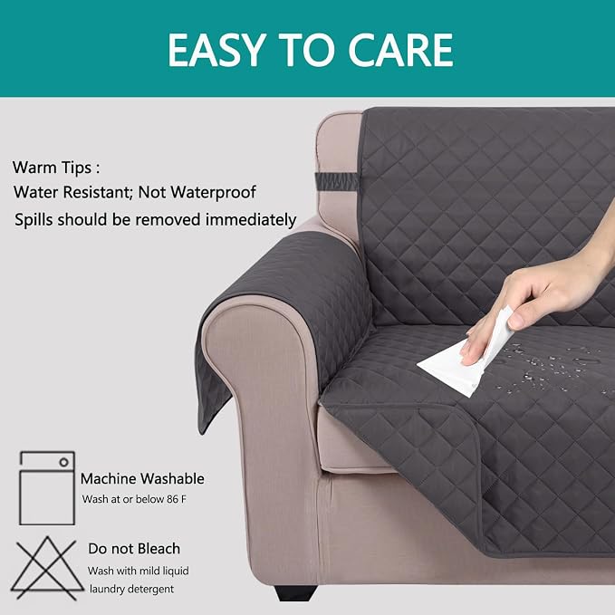 U-NICE HOME Reversible Recliner Chair Covers, Dark Grey | 28''Recliner Cover - Image 5