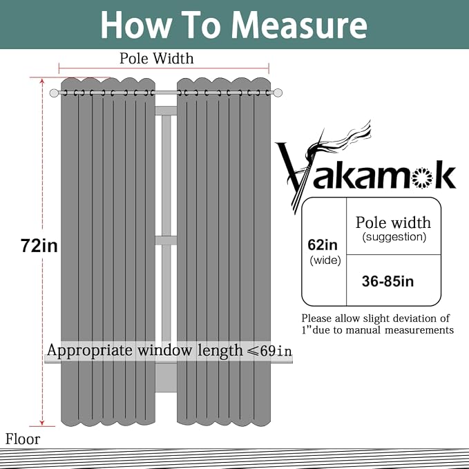 Yakamok Room Darkening Curtains 62x72 inch Length Light Beige-Living Room | 2 - Image 7