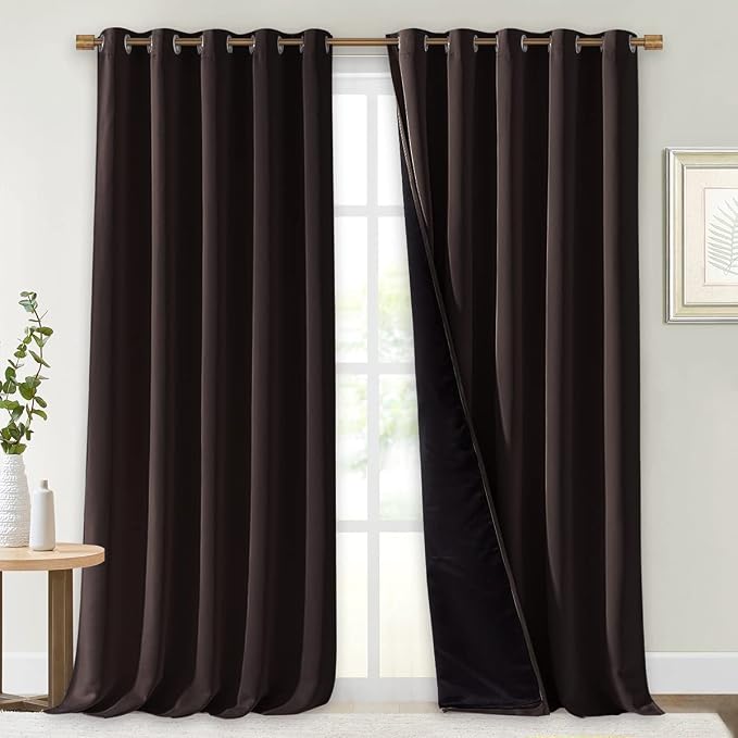 NICETOWN Cold Blocking 100% Blackout Curtains, Durable Black Lined Blackout by NICETOWN