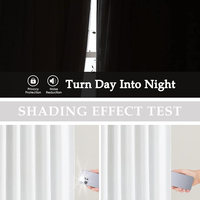 Vision Home White Pinch Pleated Full Blackout Curtains Thermal Insulated Window - Image 4
