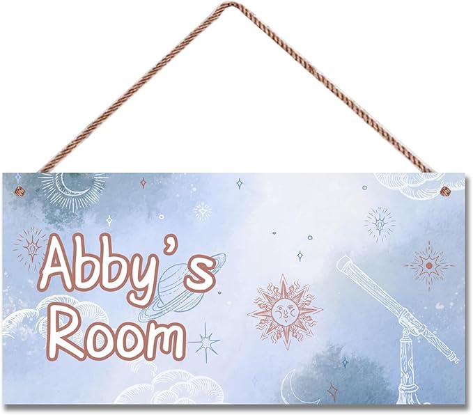 Personalized Sign Cute Cartoon Aerospace Themed Sign For Kids Room Nursery Door Decor,Custom Name Universe Wall Art Decor Decorative Plate for Boys Bedroom Girls Room Little Man Cave